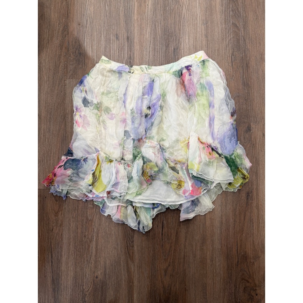 Scervino Street gonna‎  Skirt Floral Ruffle Hem Mini Lightweight Viscose Sz 8